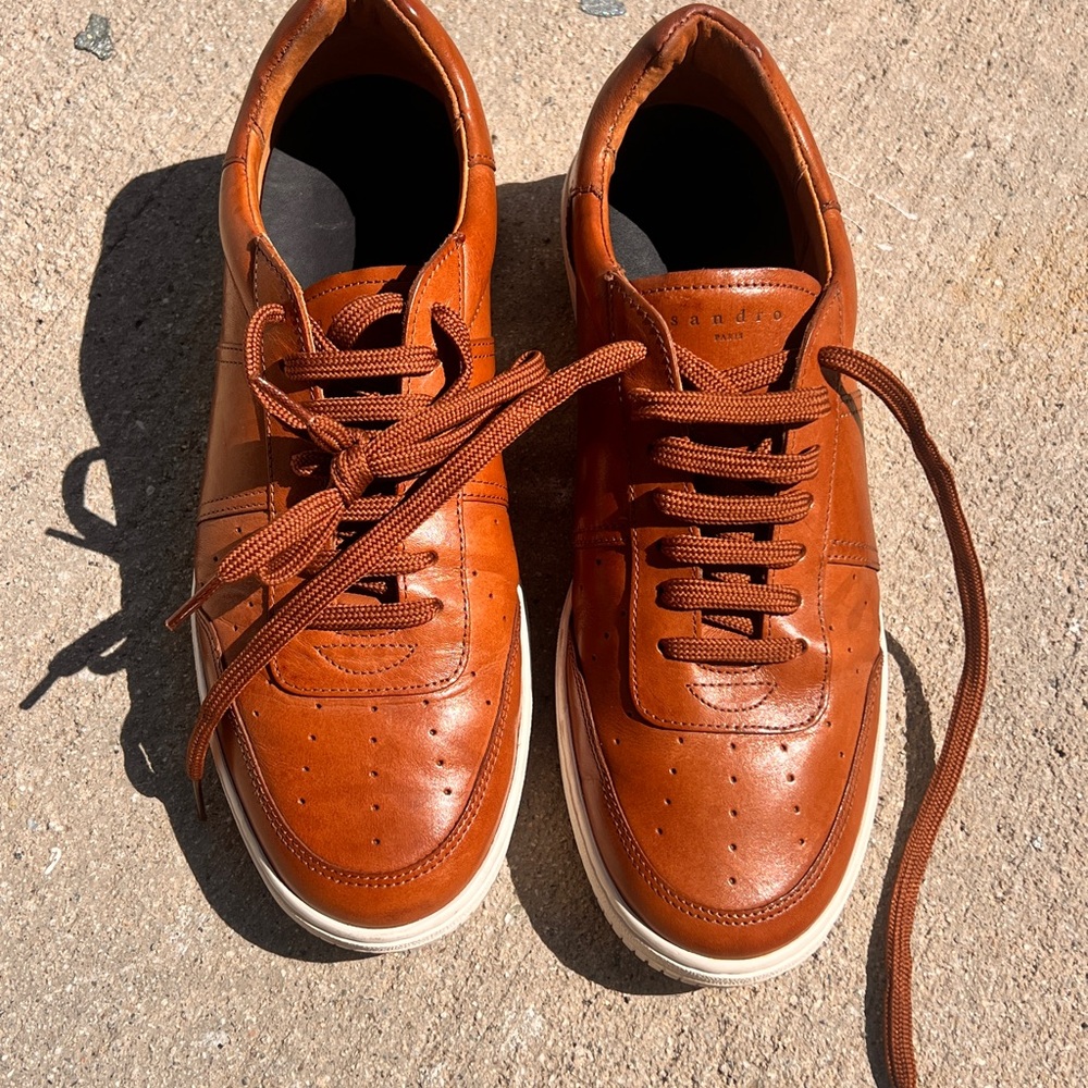 Sandro Men's Cognac Leather Sneakers
